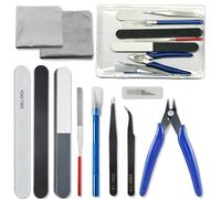 Avavani 16Pcs Model Making Tool Kit - Complete Hobby Building Set with Diagonal Nose Pliers Tweezers Sanding & Polishing Bars Diamond File for Gundam, Plastic Models, Miniatures and DIY Crafts