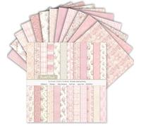 Avavani 24 Sheets Pastel Pink Scrapbook Paper, 6x6 Inch Double Sided 160gsm Cardstock, 12 Soft Floral Polka Dot Designs for Scrapbooking, Card Making, Journaling, Origami, DIY Craft Supplies