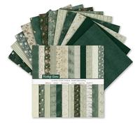 Avavani 24 Sheets Vintage Green Scrapbook Paper, 6x6 Inch Double Sided Cardstock, 12 Botanical Floral Pattern Designs for Scrapbooking, Card Making, Junk Journal Supplies, DIY Crafts, Decoupage