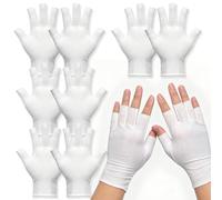 Avavani 4 Pairs White Fingerless Cotton Gloves for Dry Hands, Breathable Moisturising Gloves for Sleeping Overnight, Soft Open-Tip Gloves for Eczema & Skincare, 19cm One Size Fits Most Women Men