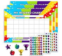 Avavani 4Pcs A4 My Reward Chart for Children with 125 Glitter Stickers
