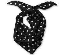 Avavani Polka Dot Scarf for Women - Vintage Square Black Bandana, Silk Feeling Chiffon Head Scarf & Neck Scarf for Women, Retro Fashion Accessory, 70x70cm