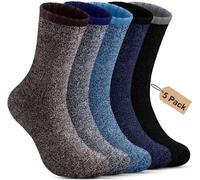 AVAYUU Thermal Socks for Men Winter Thick Cushioned Anti Blister Warm Sock Crew Cotton Breathable Moisture-Wicking for Outdoor Walking Hiking Sport Boot 5 Pairs UK Size 6-12
