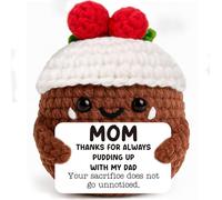 AVBODA Handmade Crochet Christmas Pudding - Funny Mom Gift from Daughter or Son, Stocking Stuffer for Mom, Secret Santa, White Elephant, Tiered Tray Christmas Decor, Positive Reminder