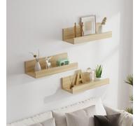 Avc Designs Floating Shelf 40Cm Pack Of 3 Wall Mounted Decorative Storage Organiser Wall Shelf Oak