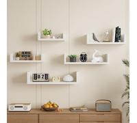 Avc Designs Floating Shelves Set Of 5 Wall Mounted Decorative Wall Shelf For Living Room, Bathroom, Kitchen, Office (White)
