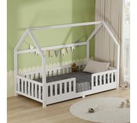 Avc Designs Junior Wooden House Bed Toddler Solid Pine Wood Modern Children Kids Junior Bed Frame White