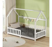 Avc Designs Junior Wooden House Bed Toddler Solid Pine Wood Modern Children Kids Junior Bed Frame White