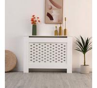 Avc Designs Kensington Radiator Cover Modern Mdf Wood White Cross Pattern Living Room Bedroom Hallway Cabinet (Medium White)