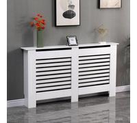 Avc Designs Kensington Radiator Cover Modern Mdf Wood White Horizontal Slat Living Room Bedroom Hallway Cabinet (Large)