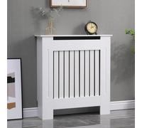 AVC Designs Kensington Radiator Cover Modern MDF Wood White Grey Vertical Slat Living Room Bedroom Hallway Cabinet (Small White)