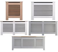 AVC Designs Kensington Radiator Storage Cover Modern MDF Wood White Grey Horizontal Slat Living Room Bedroom Hallway Cabinet (Medium Grey)