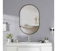AVC Designs Oval Mirror, Wall Mounted Mirror Horizontal or Vertical for Makeup Bathroom, Bedroom, Living Room, Dressing Room, Black (Black, 80L x 60W cm)