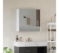 Avc Designs White Bathroom Wall Cabinet Storage Cupboard Mirror Wall Mounted With 3 Doors & Adjustable Shelves