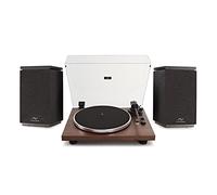 AVCOM 4" Active Bookshelf Stereo Turntable System with Audio-Technica Stylus Black & Walnut