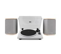 AVCOM 4" Active Bookshelf Stereo Turntable System with Audio-Technica Stylus White
