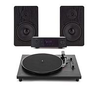 AVCOM Contemporary Turntable with Amplifier and Speakers Black