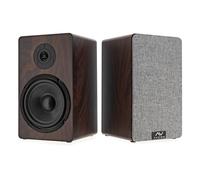 AVCOM Passive Bookshelf Speakers 6-inch 2 x 50W Walnut | Kevlar woofers with silk dome tweeters, rear-ported MDF cabinet for deeper bass, magnetic grilles included