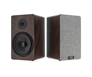 AVCOM Passive Bookshelf Speakers 6-inch 2 x 50W Walnut | Kevlar woofers with silk dome tweeters, rear-ported MDF cabinet for deeper bass, magnetic grilles included