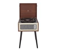 AVCOM Standing Three Speed Record Player Bluetooth Turntable with Built-in Speakers and Detachable Legs, Walnut