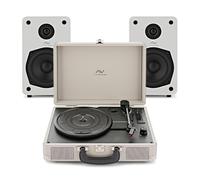 AVCOM Suitcase Turntable with Active Speakers Cream & White
