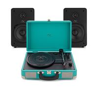 AVCOM Suitcase Turntable with Active Speakers Green & Black