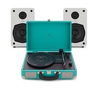 AVCOM Suitcase Turntable with Active Speakers Green & White