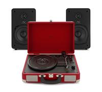 AVCOM Suitcase Turntable with Active Speakers Red & Black