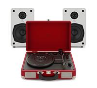 AVCOM Suitcase Turntable with Active Speakers Red & White