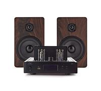 AVCOM Vintage Style Amplifier with 5" Passive Speakers Walnut