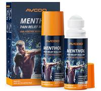 AVCOO Menthol Roll-On Pain Relief for Cooling Relief, No-Mess Roll-On Pain Reliever Maximum Strength for Muscles & Joints, Lower Back, Knees, Arthritis, Plantar Fasciitis & Feet, 2.5 OZ (Pack of 2)