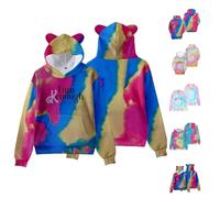AVCULT I Am Ken Enough Hoodie Fluffy, y2k Zip up Sweatshirts Tie Dye, Unisex Color Block Pullover, Letter Print Unisex Sweater Y2k, 3D Printed Plus Size Long Sleeve Drawstring Hooded