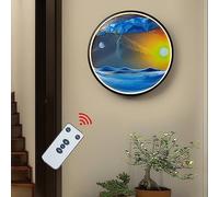 AVCULT Moving Sand Art Picture with LED Wall Sconce, 3D Dynamic Moving Sand Moving Sand Art Picture Round Glass, for Home Decor and Office, Appearance Wall Art Decoration,41.5CM/16.3INCH (Color : B)