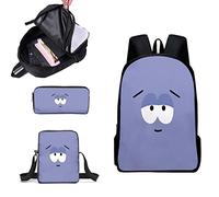 AVCULT South Park Backpack, 3D cartoon character School Backpack, 3 Piece Backpack Set, Children School Bag, Backpack Crossbody Bag Student Kids Teen Pencil Bag, Holiday Surprise