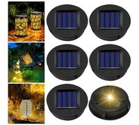 AVCXEC 6 Pack Replacement Solar Panels for Garden Lights, Solar Light Replacement Top 8CM, Waterproof 1.2V 600mAh LED sola-r Panels with Warm Light-s for Outdoor, Garden, Lantern, Patio