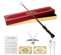 AVCXEC Harry Potter Magic Wand, 35CM USB Rechargeable, Includes Wand, Spell Card, Station Ticket, Necklace, Gift Box, Perfect for Kids & Adults Cosplay & Parties