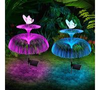 AVCXEC Solar Lights Outdoor Garden, 2 Pack Jellyfish Garden Light Solar, with 7 Colour, Waterproof Outdoor Jellyfish Lights, for Yard Pathway Lawn Party Decorations