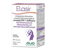 AVD REFORM | Elasir - Supplement with Lavender Essential Oil CPO and FullSpectrum Saffron for Relaxation and Normal Mood Tone and Emotional Balance - 21 Capsules - Made in Italy