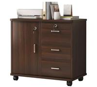 Avdnrya Filing Cabinet, 3-Drawer Vertical Storage Cabinet with Doors, Lockable Office Data Cabinet on Wheels, Mobile File Organizer for Office Use