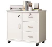 Avdnrya Filing Cabinet, 3-Drawer Vertical Storage Cabinet with Doors, Lockable Office Data Cabinet on Wheels, Mobile File Organizer for Office Use