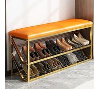 Avdnrya Metal Shoe Rack Bench - 3-Tier Sturdy Free Standing Organizer for Entryway, Seating, Hallway, and Living Room Storage Solution