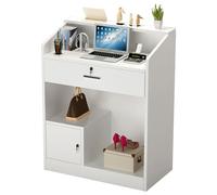 Avdnrya Reception Desk with Lockable Drawer for Office Beauty Salon Lobby, Retail Checkout Counter, Modern Front Counter Design