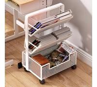 Avdnrya Rolling Book Cart with Wheels, Movable Bookshelf Organizer, Multi-Layer Metal Library Cart for Home Office and School, Strong Load-Bearing Capacity