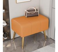 Avdnrya Shoe-Changing Stool, Soft Sponge Footrest with Metal Legs, Solid Wood End Table for Living Room, Bedroom, Office, Dressing Room