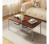 Avdnrya Square Long Coffee Table with Storage - Modern Center Table for Living Room, Balcony, Lounge, Office - Stainless Steel Legs
