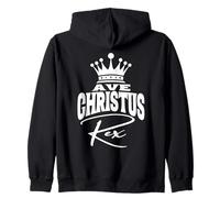 Ave Christus Rex Traditional Catholic Latin Hail Christ King Zip Hoodie