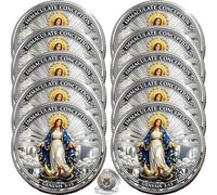 Ave Maria Commemorative Coin, Immaculate Conception Catholic Prayer Coin, Virgin Mary Religious Collectible Coin, Keepsake Gift for Prayer (10PCS)