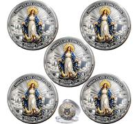 Ave Maria Commemorative Coin, Immaculate Conception Catholic Prayer Coin, Virgin Mary Religious Collectible Coin, Keepsake Gift for Prayer (5PCS)