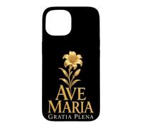 Ave Maria Gratia Plena Catholic Our Lady Lily Faith Case for iPhone 15