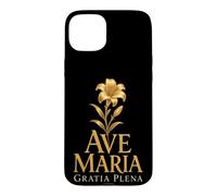 Ave Maria Gratia Plena Catholic Our Lady Lily Faith Case for iPhone 15 Plus